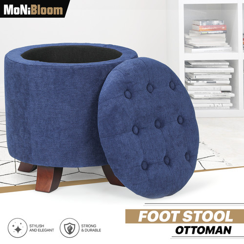 Navy blue round storage - 17",