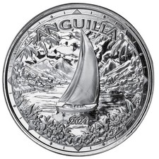 Anguilla $2 2024 EC8 Regatta 1 oz Silver Proof Like on Cardboard