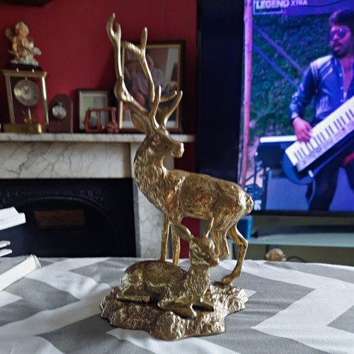 Metal deer stag figurine - deer,