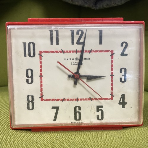 Vintage clock red white wall - clock,