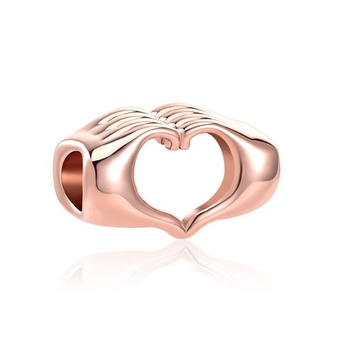 Rose gold hands heart charm - gold,