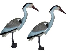 X2 DECOY HERON DETERRENT FOR POND SCARER GARDEN BIRD PEST ORNAMENT PLASTIC RESIN