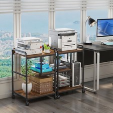 Mobile Printer Stand Rolling Printer Cart with Storage Shelves for Home Office