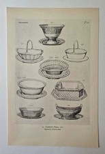 WEDGWOOD William Blake's Engraving of Creamware Dish Shapes, 1953 Litho Plate