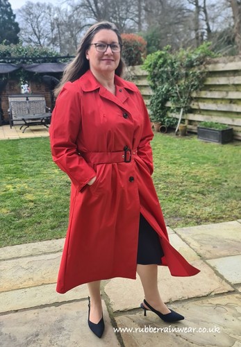 Red rubber mackintosh rainwear - mackintosh,