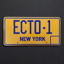Ghostbusters ECTO-1 Prop License Plate Embossed on Aluminium: Size 300mm x 150mm