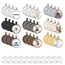 72 Pcs Sublimation Pendant Trays Set, 36 Pieces 9 Colors Round Bezel Blanks6716