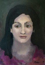 Original Oil Painting On Cardboard , “ Portrait”, Miniature