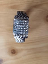 Figaro Bracelet Watch  Silver Tone Gem Set, G/C, New Battery