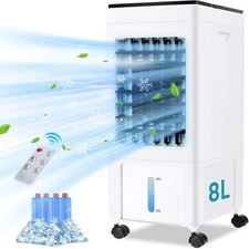 GMGXX 4 In 1 Evaporative Air Cooler, 8L 60W, 3 Mode, 8H Timer, 120°Oscillating