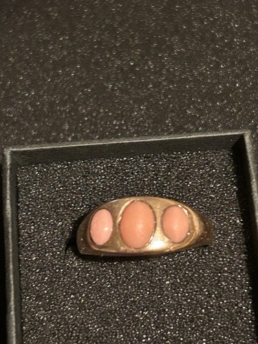 Gold gypsy ring 9ct - ring, pink
