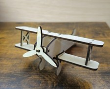 Bi-plane Model Kit Wooden Aeroplane Toy Christmas Present Gift For Kids Husband