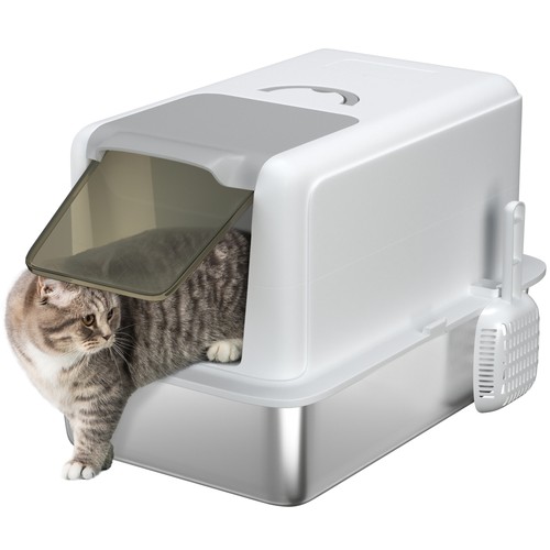 Pawhut stainless steel cat - steel,