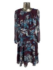 MICHAELA LOUISA Dress Size Medium 14 Plum Mix Womens Floral NEW EU42 RRP £197