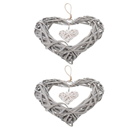 2pcs double heart shape rattan - double,