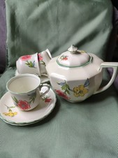Empire Ware England Peony Vintage Part Tea set Teapot 5 Saucers & 3 Cups