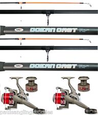 2 x NGT 14 ft Beachcaster Rods Beach Caster Surf Rods  & LN70 Reels Sea Fishing 