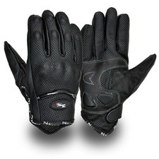 Vented Leather Motorbike Motorcycle Gloves Knuckle Shell Protection