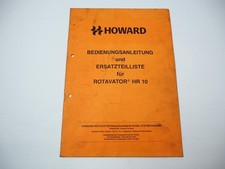 Howard HR10 Rotavator Owners Manual Parts List 1983