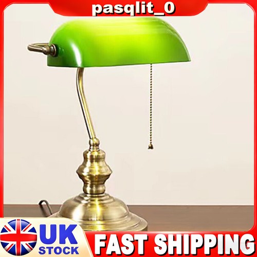 Green glass bankers desk lamp - glass,