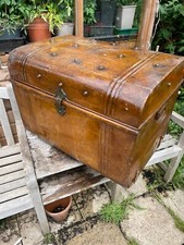 Large Antique Tin Travel Trunk