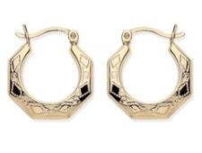 9CT YELLOW GOLD HEXAGON CREOLE