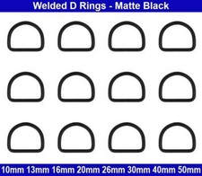 Welded D RINGS - 10mm 13mm 16mm 20mm 26mm 30mm 40mm 45mm 50mm - Matte Black