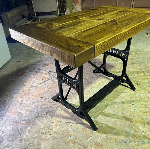Singer table with rustic - table, top