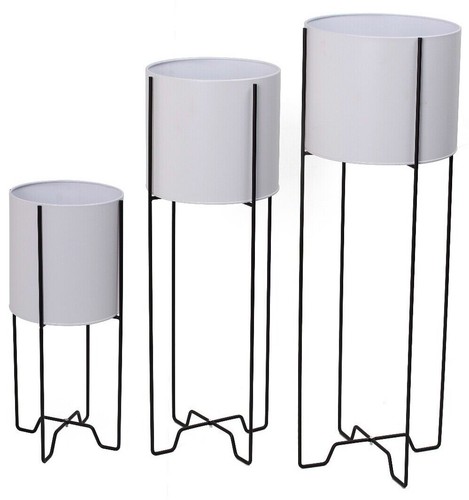 White metal plant pot stand - metal,