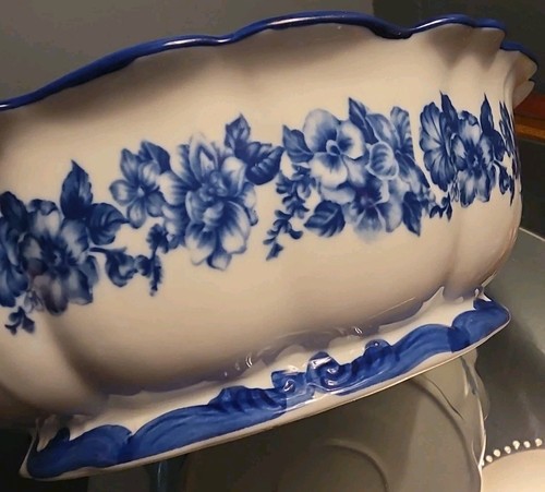 Vintage blue white - blue, floral