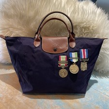 26b  Longchamp X JEREMY SCOTT LE PLIAGE PURPLE NYLON LEATHER TOTE HANDBAG New