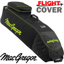 MACGREGOR XL DELUXE WHEELED PADDED GOLF BAG FLIGHT TRAVEL COVER BLACK / LIME