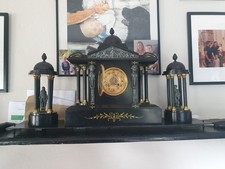 Victorian Black Marble Clock Set