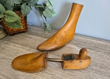 Pair Antique Shoemaker's Lasts Inc The Sir Herbert Barker Shoe Mould Vtg Decor
