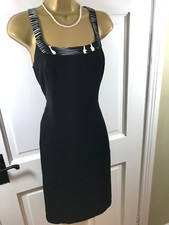 Stylish Luis Civit Black & Cream Lined LBD Dress, UK 10, Excellent Condition