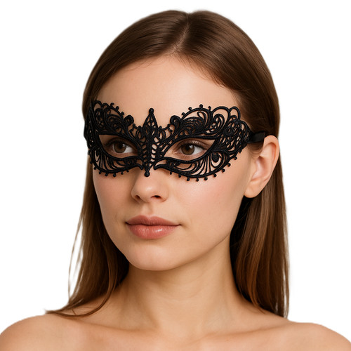Black lace eye mask - black,