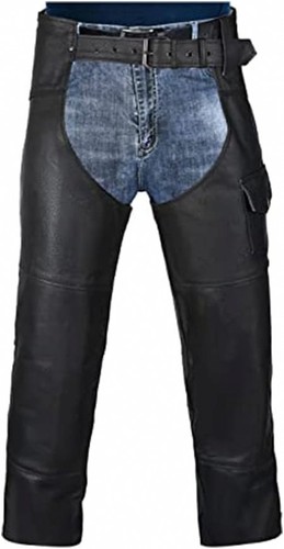 Mens real black leather biker - black,