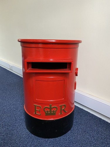 Red wooden post box - box, handmade
