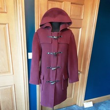 Original Montgomery Vintage Ladies Wool Blend Duffle Coat Burgundy A 38 Hood