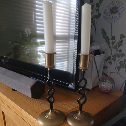 Pair brass candlesticks - of,