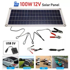 100W Solar Panel Set Trickle Battery Charger Kit 12V For Car Van Caravan Boat UK