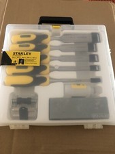 STANLEY 5PCE DYNAGRIP WOOD CHISEL SET + OILSTONE & HONING GUIDE 5 16 421