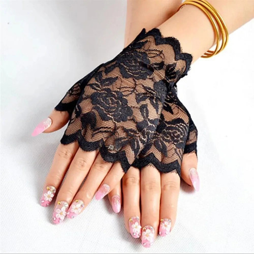 Women lace fingerless gloves - women,