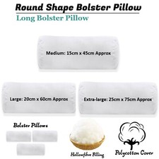 Hollowfibre Round Bolster White Pillow Orthopaedic Head/Neck Support in 3 Sizes.