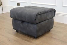 HTL Maine Premium ‘Carbon Grey’ Soft Fabric – Storage Footstool