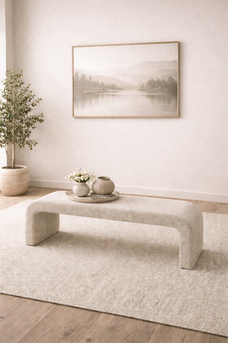 Buff bouclé bench modern - bench, |