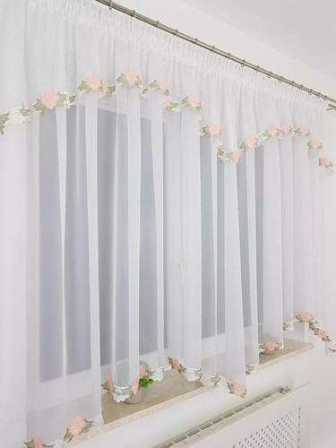 White voile curtain - white, with