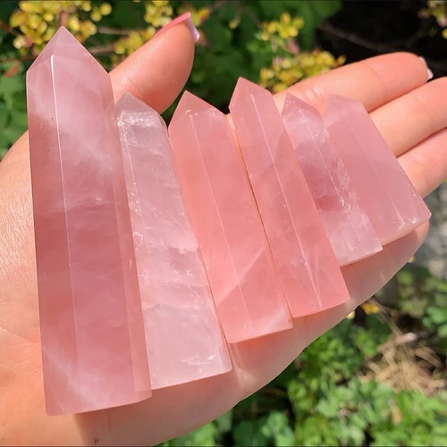 Rose quartz points - rose, natural