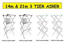 12m 14m 21m 3 Tier Laundry Clothes Horse Drying Airer In/Outdoor Wall Mounted