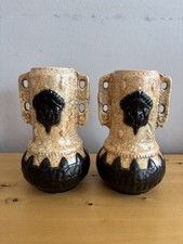 Pair of Art Deco 1930s DITMAR URBACH Alienware Art Vases Czech Ceramic Pottery 